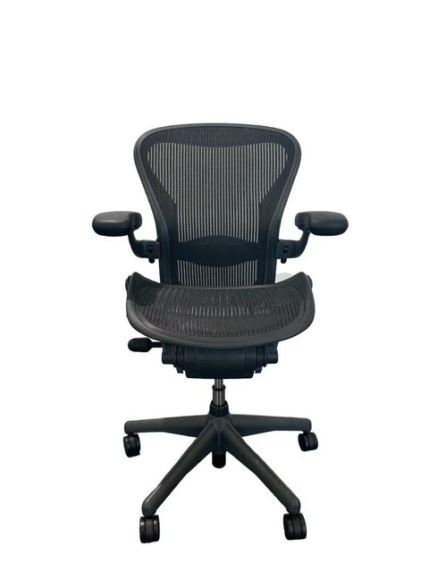 Herman Miller Aeron MK1 office chair in graphite, front view